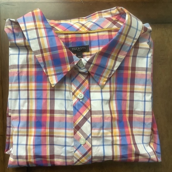 NEW Talbots Plus Women's Plaid Multicolor Button Up Shirt 3X - Picture 2 of 13